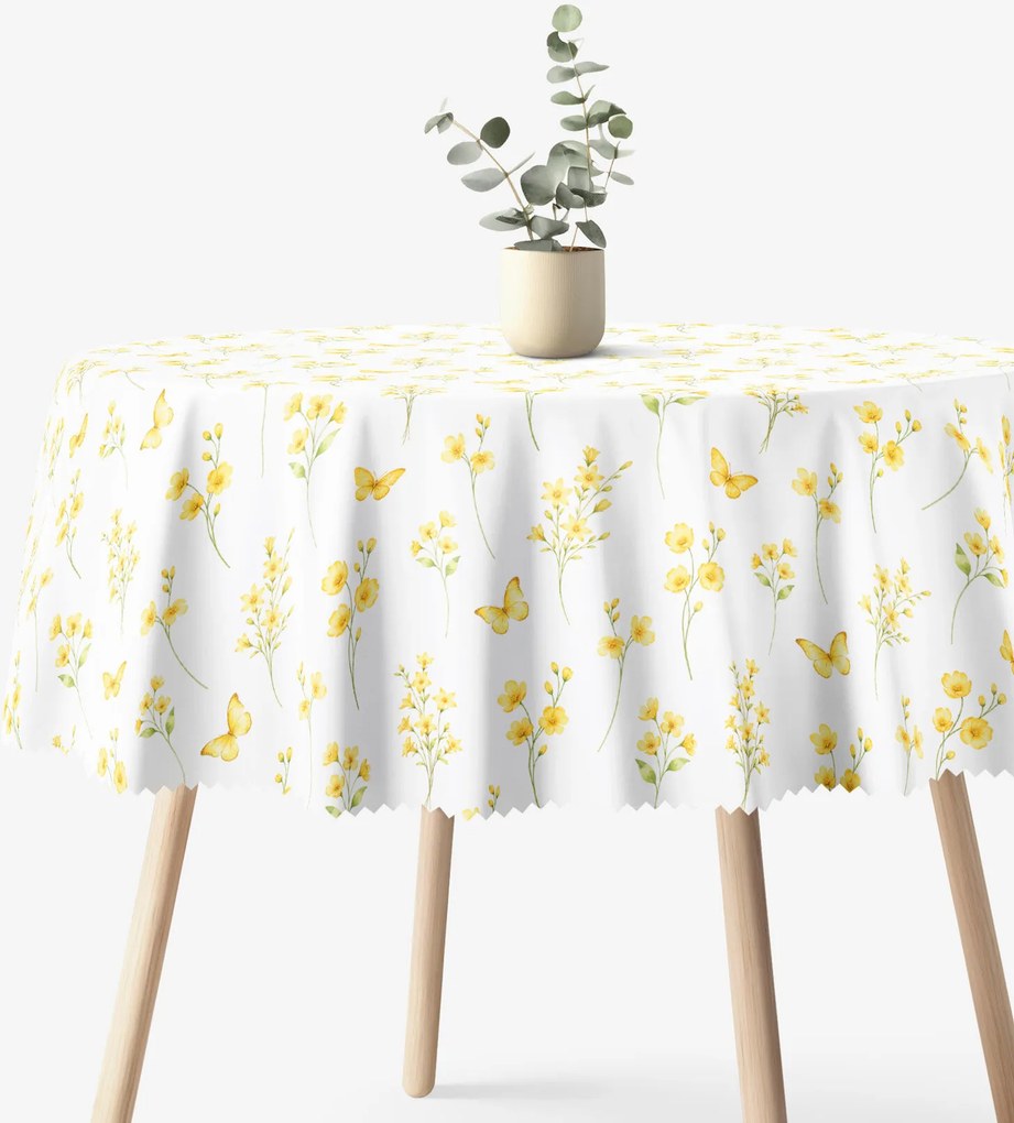 Goldea kör alakú teflonos terítő - sárga rét Ø 150 cm