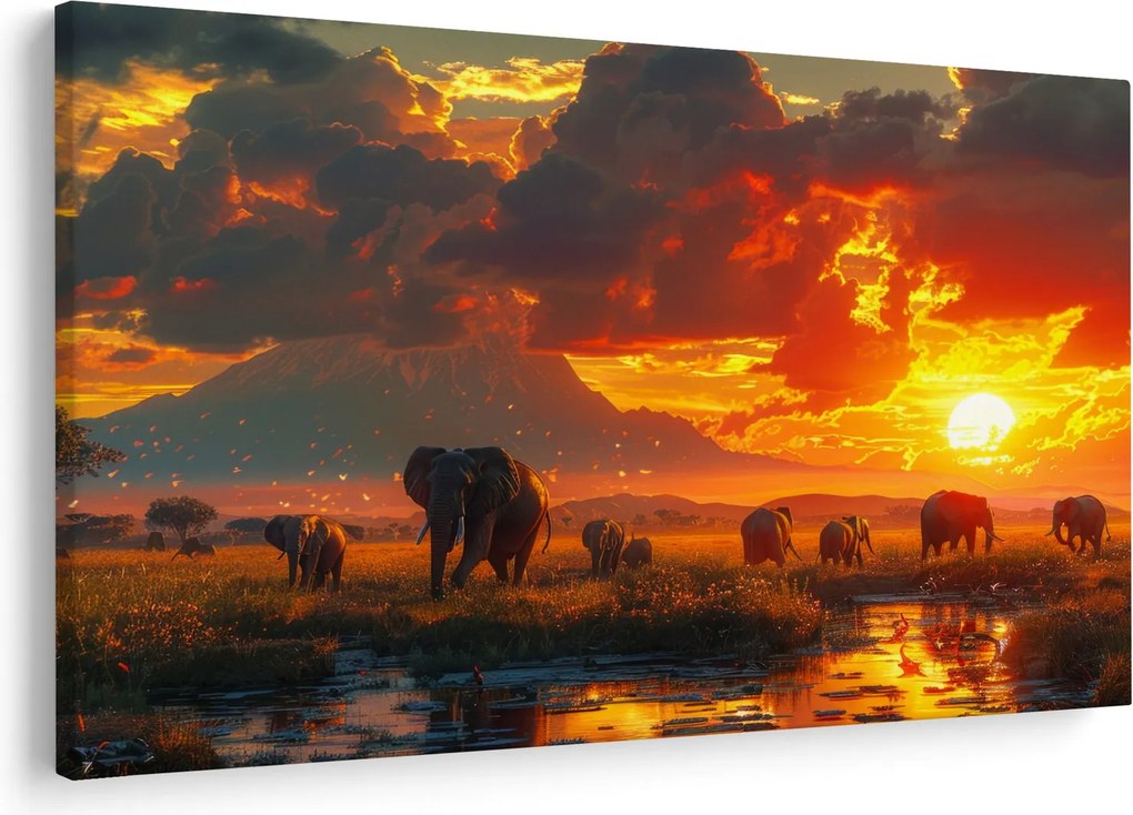 Kép - Elefántcsorda (90x60 cm)