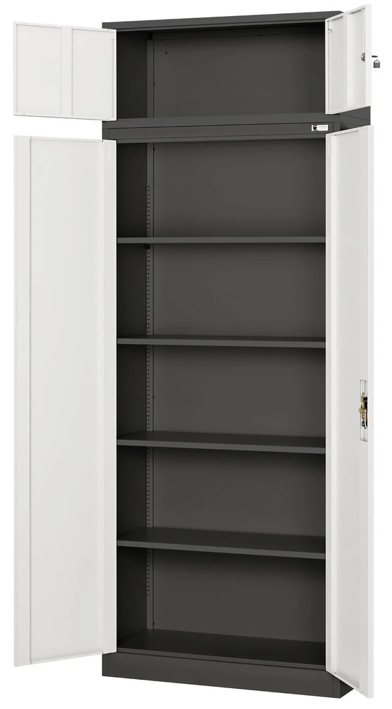 Felsőszekrény iratszekrényre EWA, 900 x 380 x 400 mm, antracit-fehér