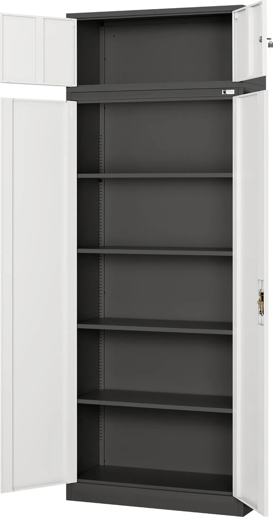 Szekrényre szerelhető felépítmény, antracit-fehér, 900x380x400 mm: EWA
