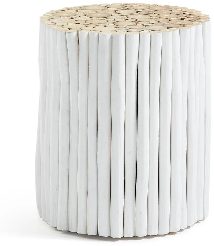 Filippo fehér teakfa tárolóasztal, ⌀ 35 cm - La Forma