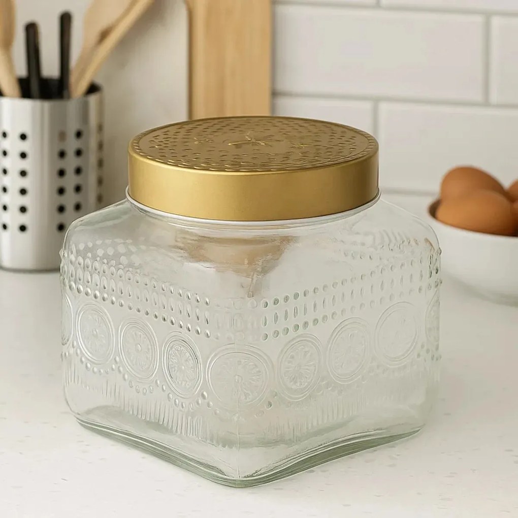 Altom Üvegedénykészlet arany fedéllel Daisy 1,3 l, 4 db, 1,3 l