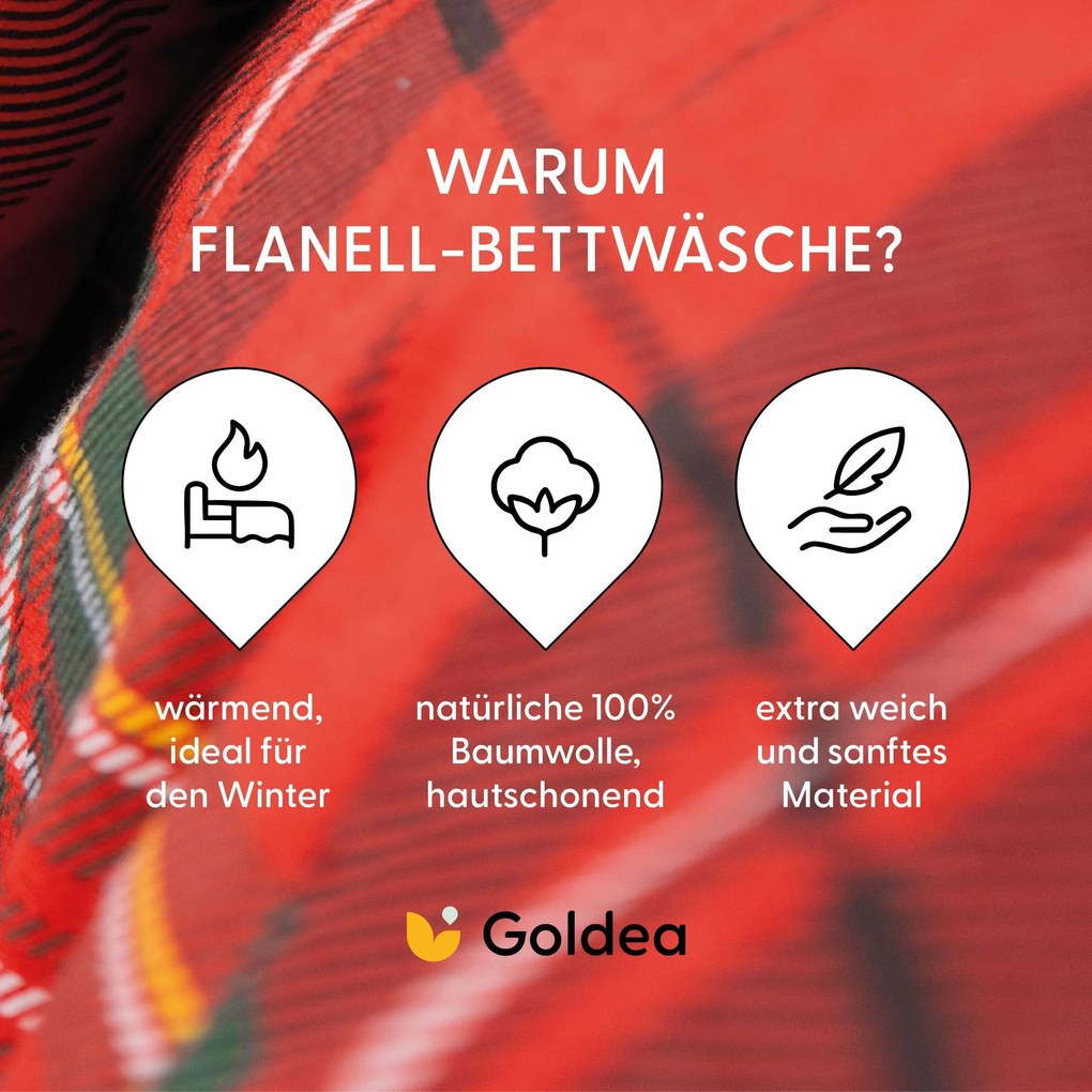 Goldea flanel ágyneműhuzat - piros kockás 160 x 200 és 2db 70 x 80 cm