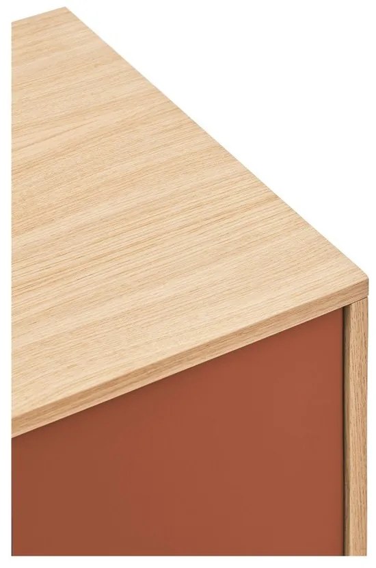 Yoko téglavörös komód tölgyfa dekorral, szélesség 180 cm - Teulat