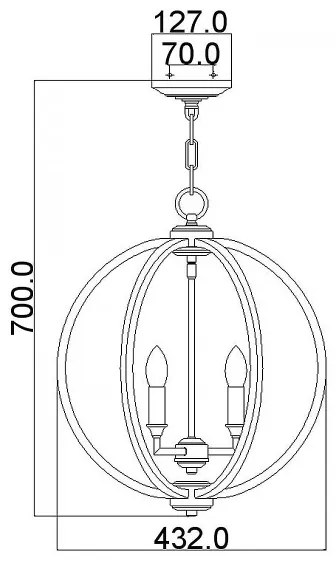 Feiss FE-CORINNE-3P-M-BB - Csillár láncon CORINNE 3xE14/60W/230V