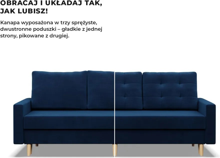Etna kanapéágy, bársony, bonell töltet, kék