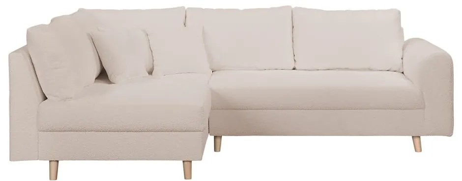 Bézs buklé sarokkanapé (bal oldali) Ariella – Ropez