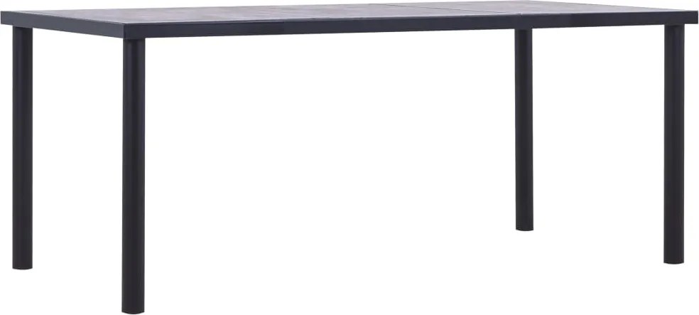 vidaXL fekete és betonszürke MDF étkezőasztal 180 x 90 x 75 cm