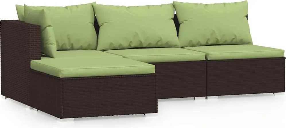 4 részes barna polyrattan kerti ülőgarnitúra párnákkal