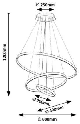Rabalux 72349 - BELIZA fényerőszabályozható LED csillár kábelen LED/90W/230V 3000-6500K+DO