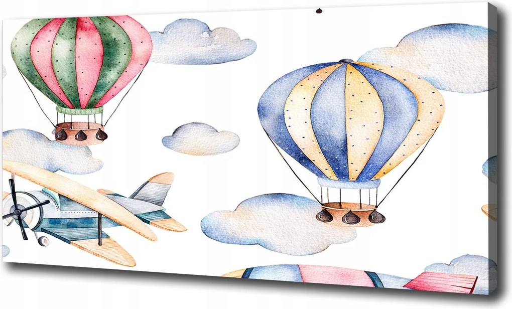 Vászonkép Repülőgépek és lufik 100x70 cm
