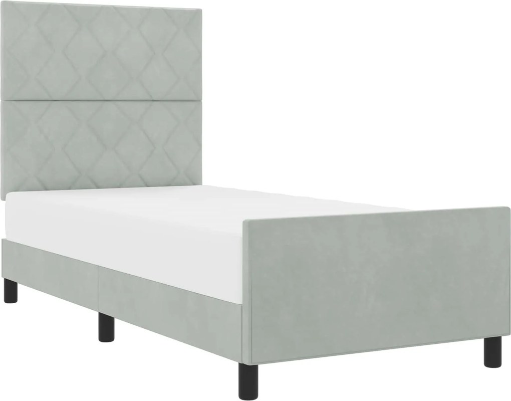 vidaXL Boxrugós ágy fejtámlával Világosszürke 90 x 190 cm Bársony