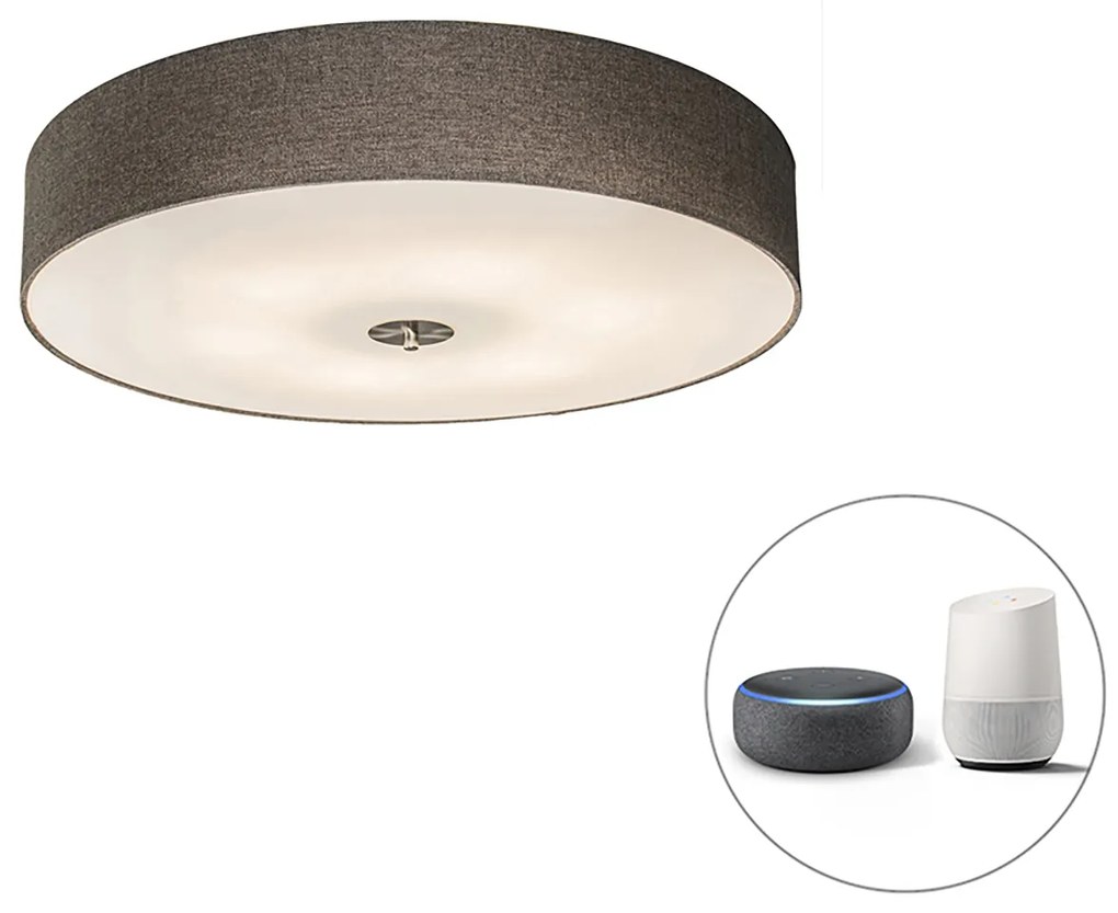 Okos mennyezeti lámpa taupe 70 cm 6 darab A60 WiFi izzóval - Drum Jute