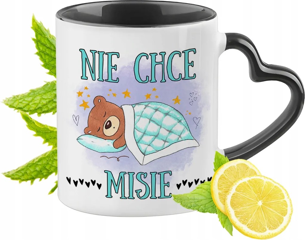 Mackó mackó bögre fekete, szív alakú füllel Ajándék