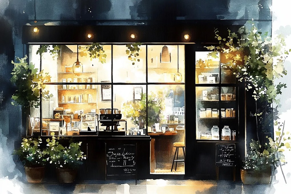 Vászonkép Canvas Város Kávézó Bolt Kávézó Oldal 120x80