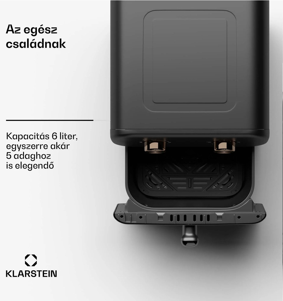 Klarstein AeroCrisp 6, forrólevegős fritőz, 1700 W, 6 liter, forgatható gombok