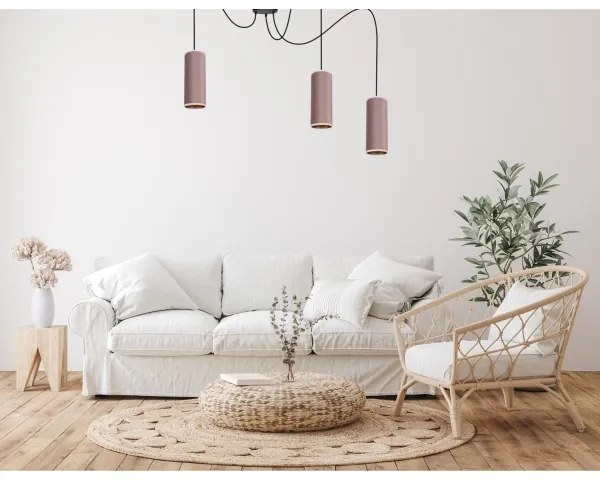 Láncos lámpa AVALO 3xE27/60W/230V pókháló rózsaszín/réz