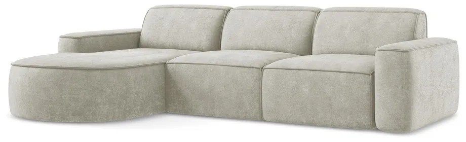 Krémszínű zsenília sarokkanapé (bal oldali-heverő résszel) Omao – Makamii