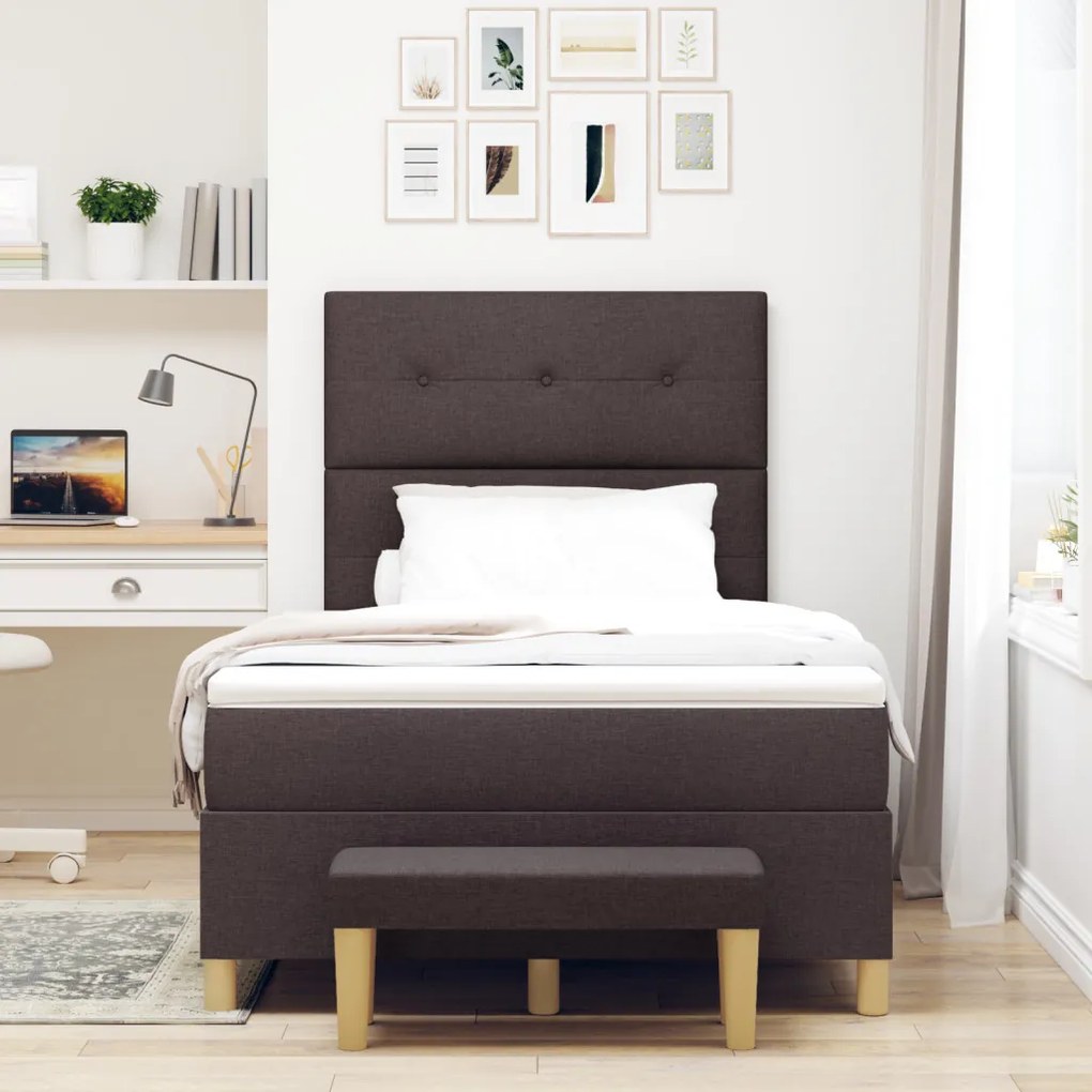 Boxspring Ágy Matrac és Pad Sötétbarna 120x200 cm Szövet