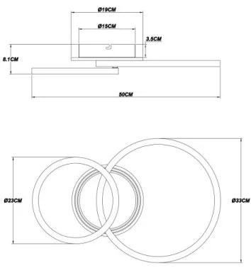 Globo 48039-30 - LORETTA LED mennyezeti lámpa 30W, 33x50 cm, fekete