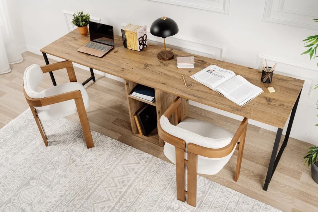 Twin Study Desk - atlanti fenyő/fekete íróasztal