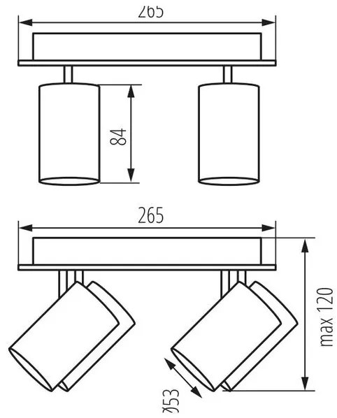 Lámpa Mennyezeti lámpatest VENETO, IP20, max. 20W, 4 x GU10, kör/négyzet, fekete
