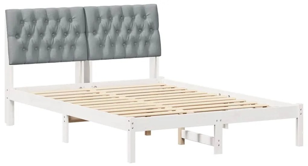 Ágykeret Kárpitozott Fejtámlával fejtámlával Fehér 160 x 200 cm