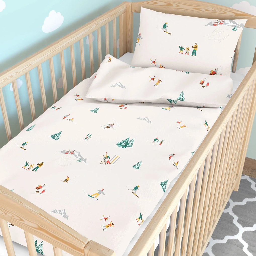 Goldea gyermek pamut ágyneműhuzat kiságyba - téli örömök 110 x 125 és 35 x 55 cm