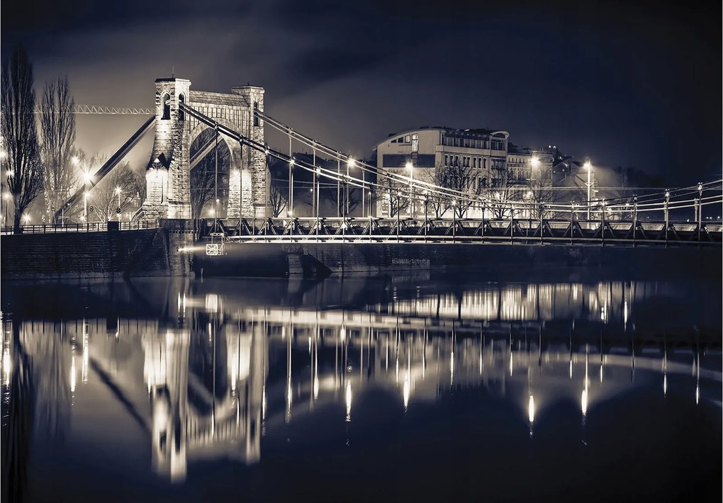 Fotótapéta Éjszakai Boroszló híd Grunwaldzki Lengyel vinyl 254x184 +ragasztó