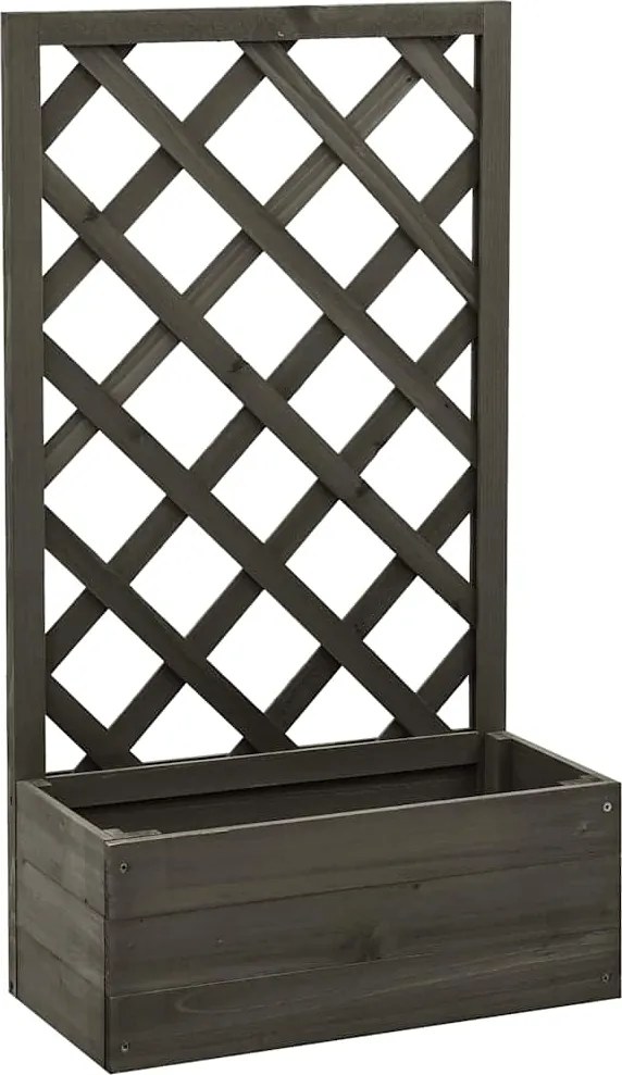 vidaXL szürke tömör fenyőfa rácsos kerti ültetőláda 50x25x90 cm
