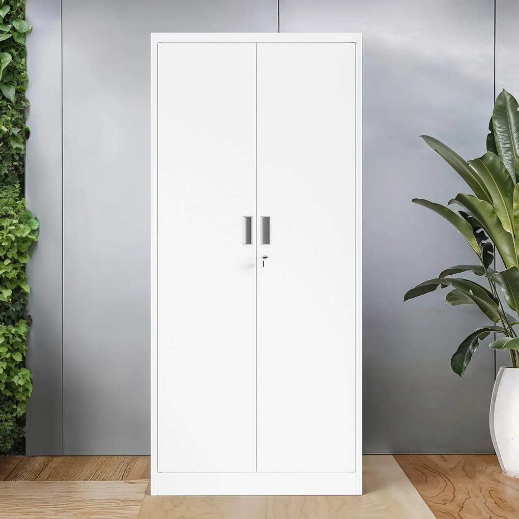 4 polcos fém irodai szekrény, fehér, 1750x800x400 mm: JAN Compact