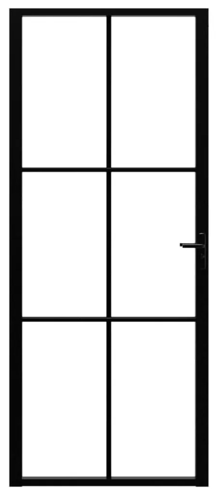 Fekete ESG üveg és alumínium beltéri ajtó 83 x 201,5 cm