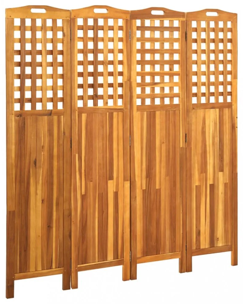 4 paneles tömör akácfa szobaelválasztó 161 x 2 x 170 cm