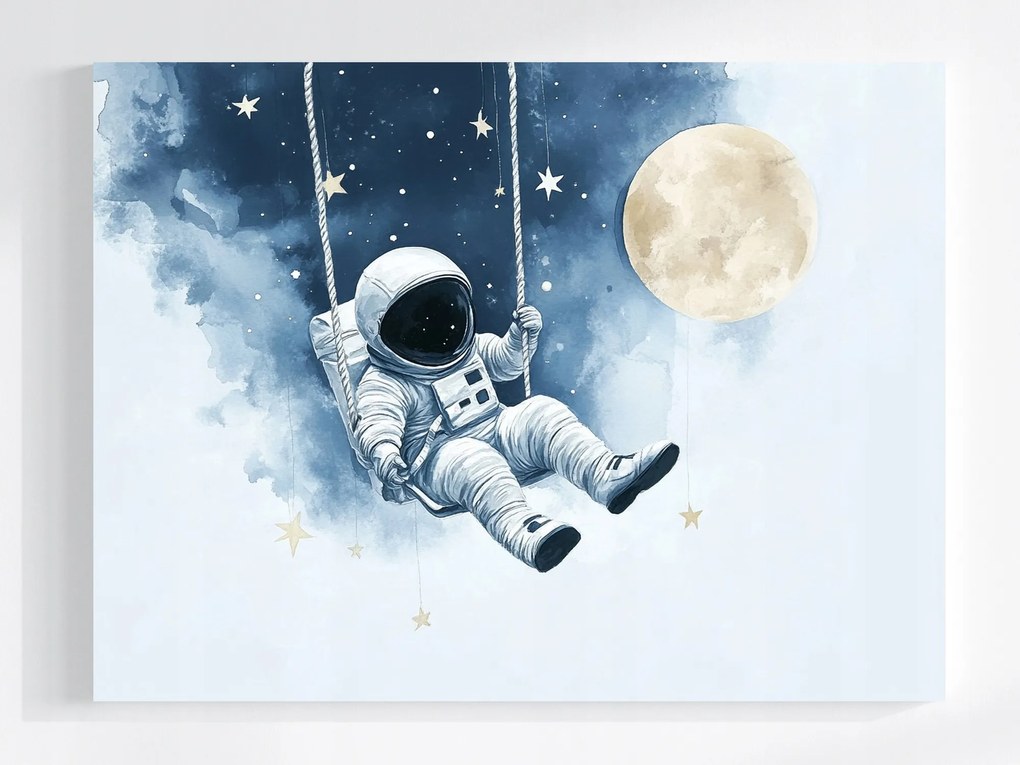 Vászonkép Canvas Űr Hold Csillagok Űrhajós Hinta 100x75