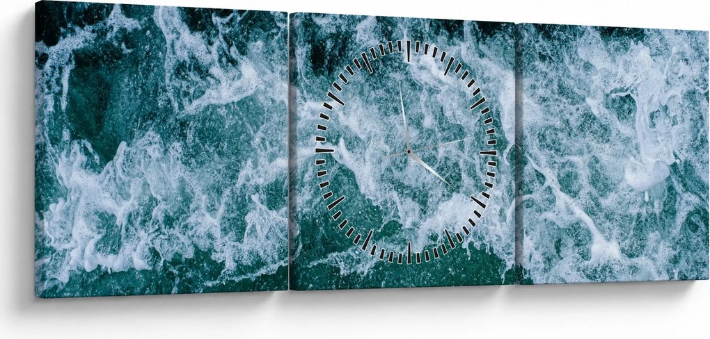 Kép - Óceáni hullámok (órával) (90x30 cm)
