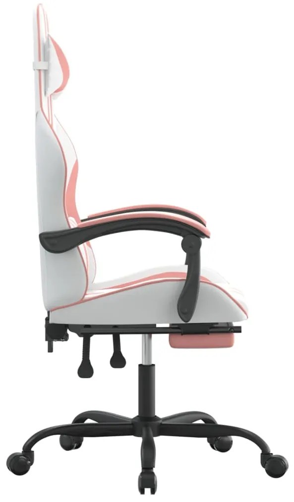 fehér és rózsaszín műbőr forgó játékszék lábtartóval