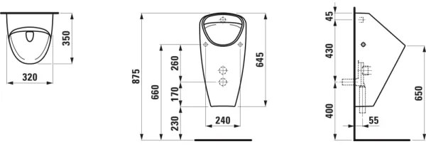 LAUFEN H8410610000001 - CAPRINO pisoár, zadní odpad, keramika, bílá