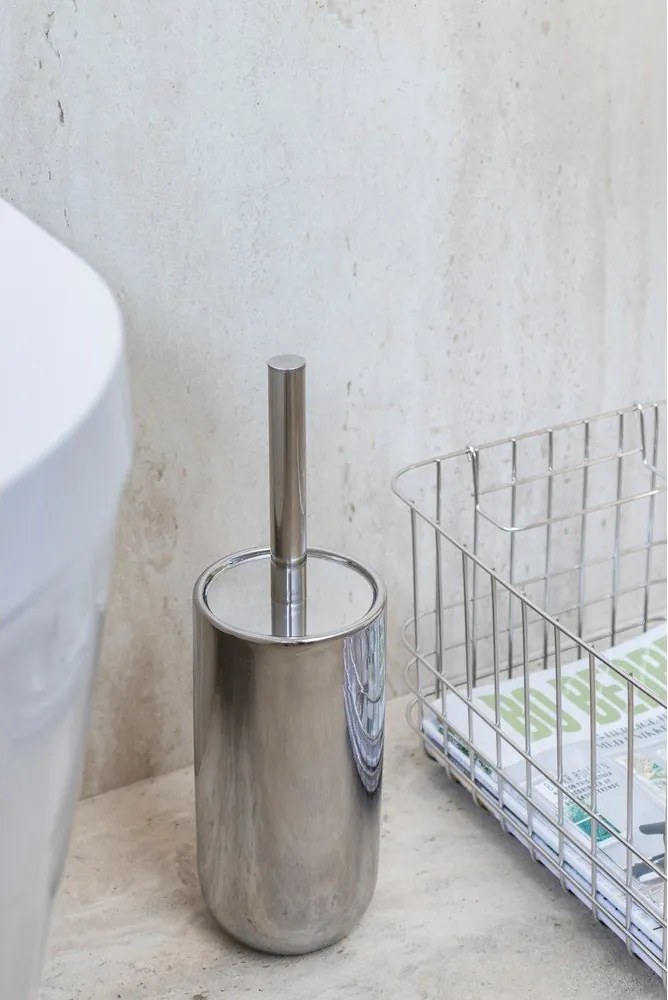 Ezüstszínű kerámia WC-kefe Lotus – Mette Ditmer Denmark