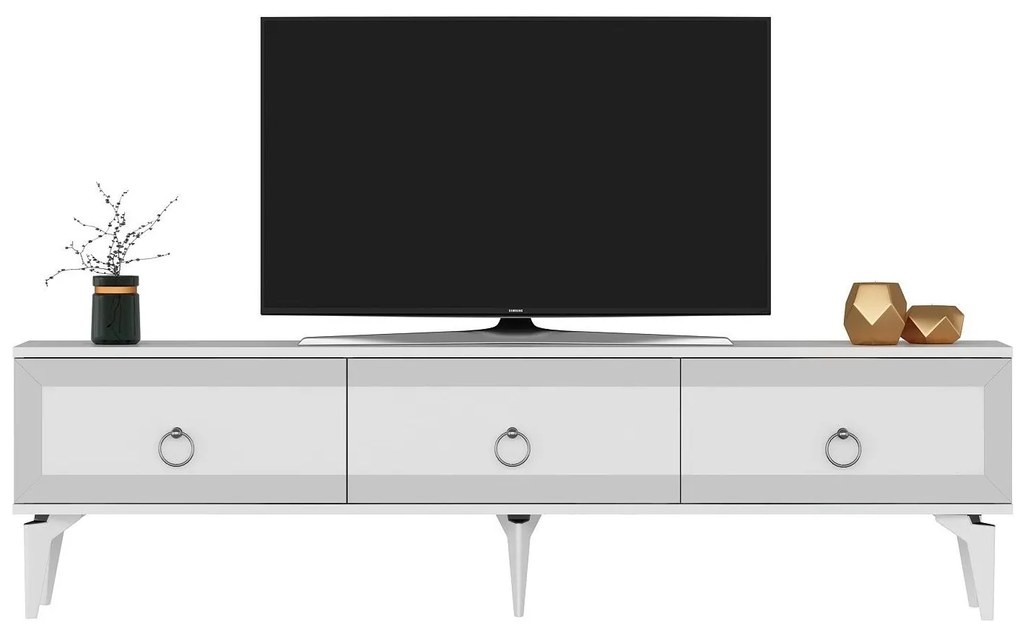 TV asztal/szekrény Muvuta 2 (fehér + ezüst) . Akció -21%. 1095414