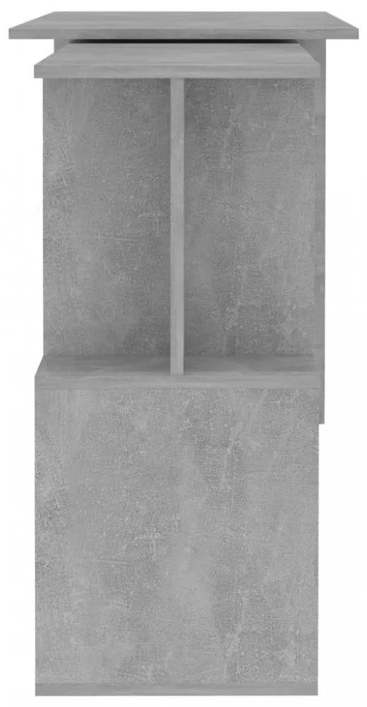 betonszürke szerelt fa sarokasztal 200 x 50 x 76 cm