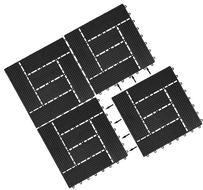 Deuba WPC járólap - 11 darabos szett, 30x30 cm mozaik - antracit