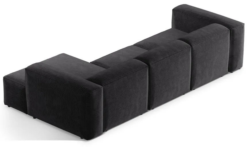 Sötétszürke kordbársony sarokkanapé (jobb oldali-heverő résszel) Bergano – Cosmopolitan Design