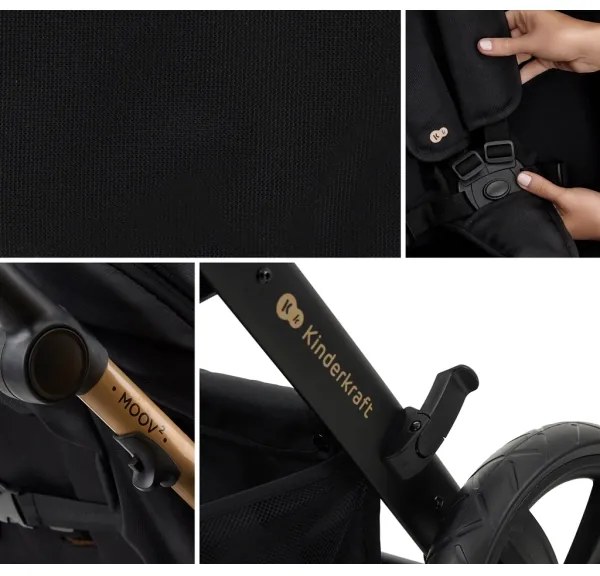 KINDERKRAFT-Kombinált babakocsi 3in1 MOOV 2 AIR Pure fekete + autósülés MINK PRO