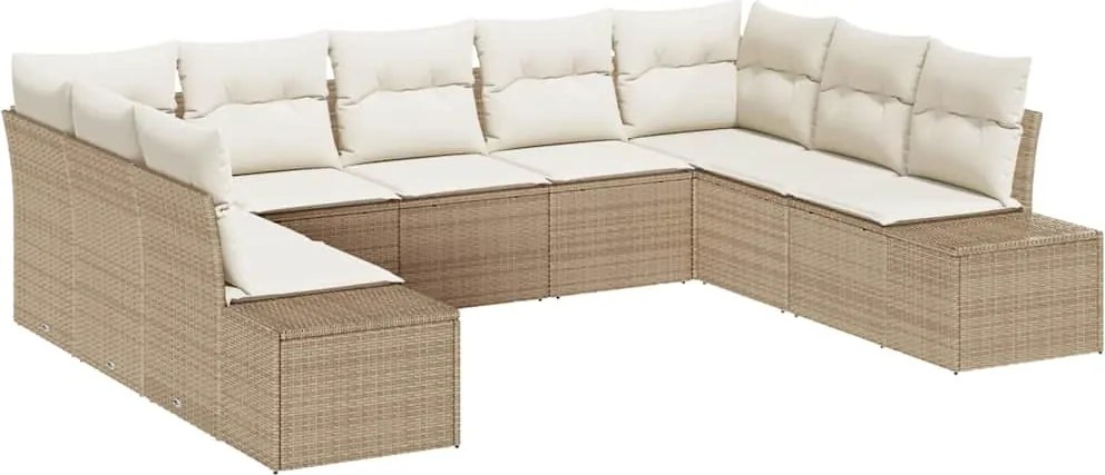 vidaXL Kerti Kanapé Szett párnával 9 pcs Beige és krém Polyrattan