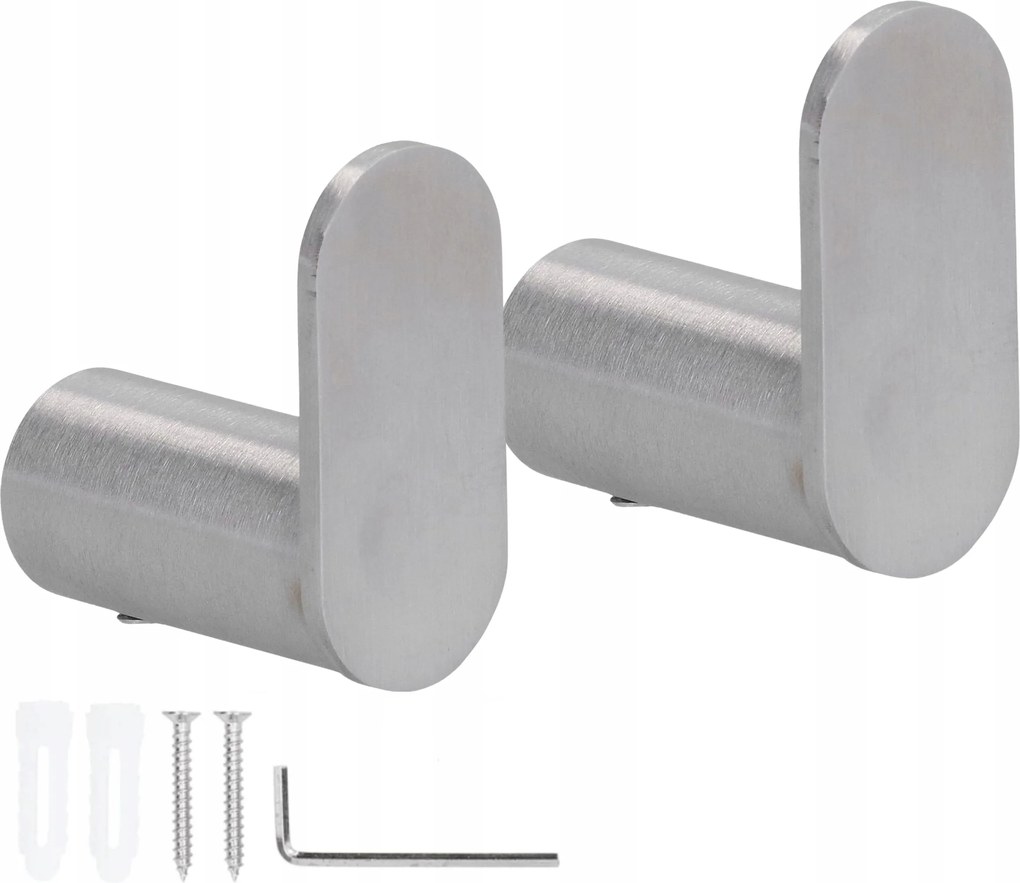 2x Akasztó Fali Törölközőtartó Ruházat Ezüst Acél 304 Borg Hygiene