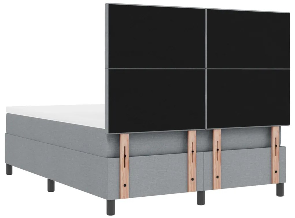 Box Spring Ágy Matrac Világosszürke 140x190 cm Szövet