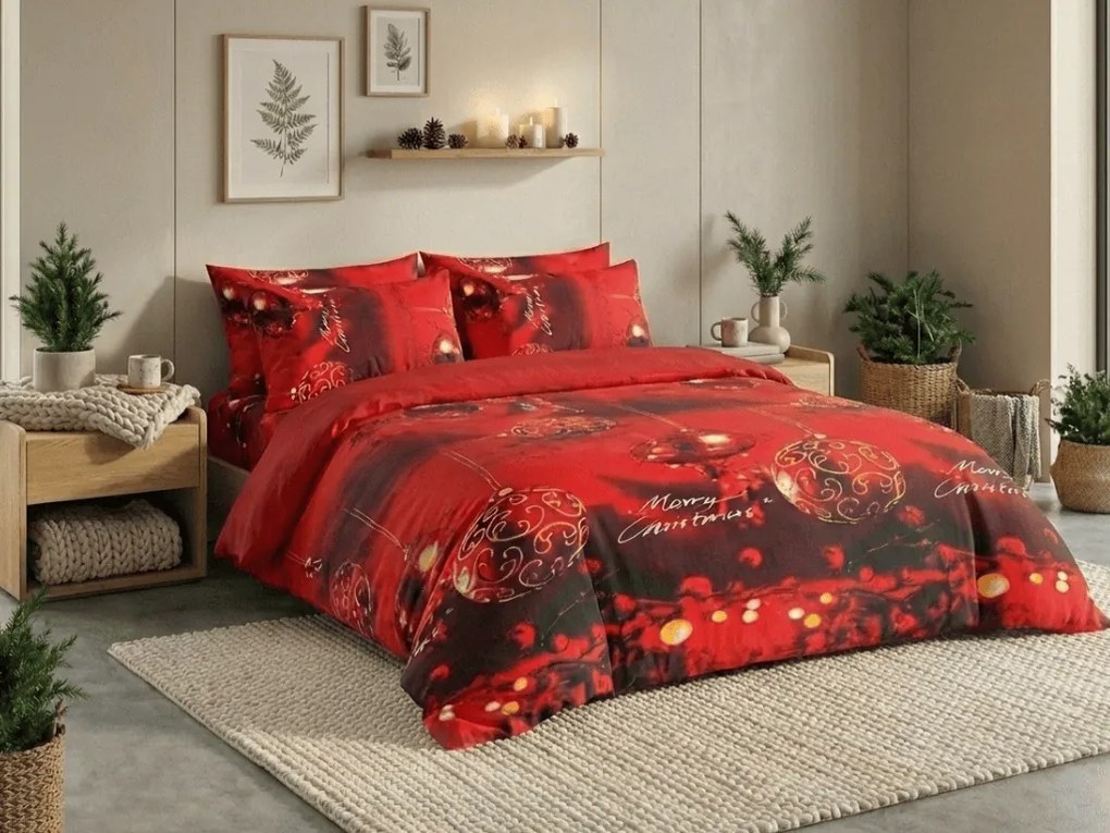 Mikroplüss ágyneműhuzat MERRY CHRISTMAS piros Ágyneműhuzat mérete: 70 x 90 cm | 140 x 200 cm
