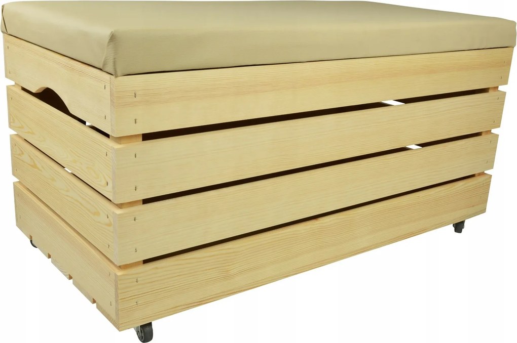 Fenyő Puff Kerekekkel Tároló Láda Cipő Láda