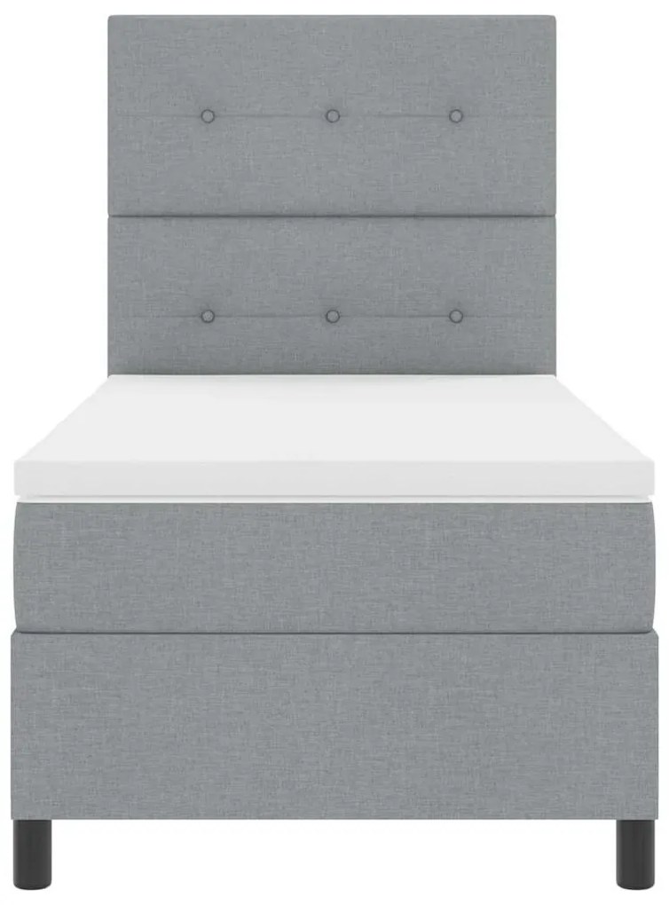 Boxrugós ágy matracmal Világosszürke 100 x 200 cm szövet