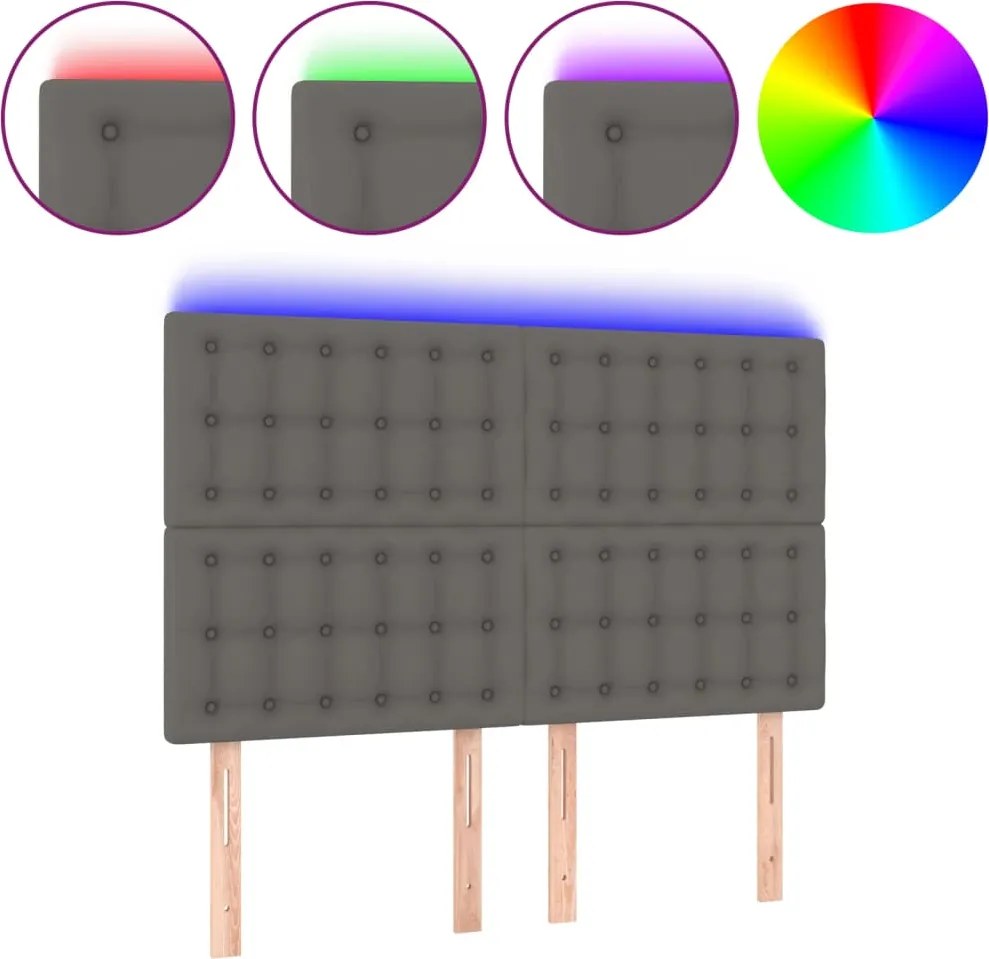 vidaXL szürke műbőr LED-es fejtámla 144x5x118/128 cm